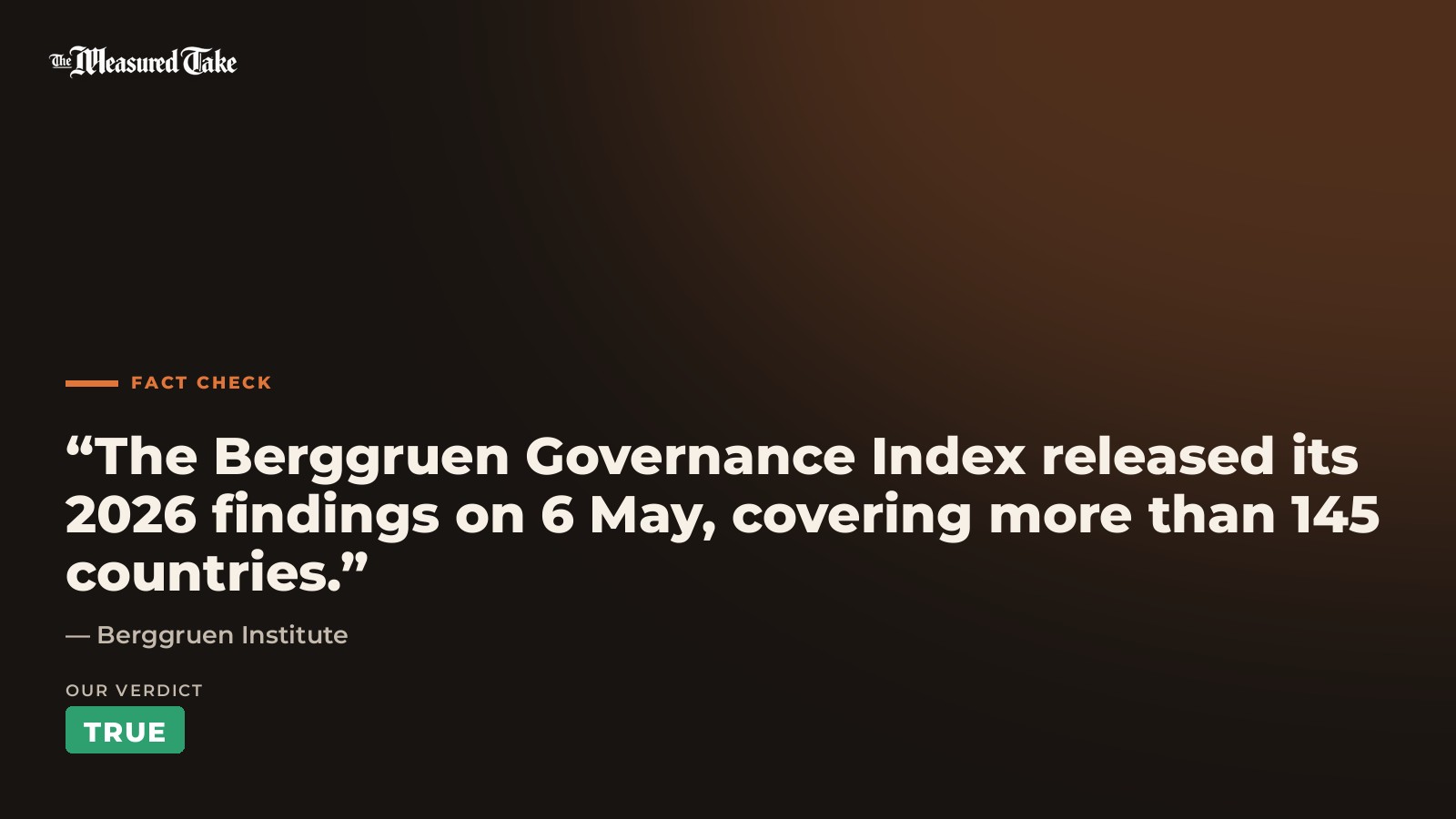 Berggruen Institute: “The Berggruen Governance Index released its 2026 findings on 6 May, covering more than 145 countries.”. Our verdict: True.