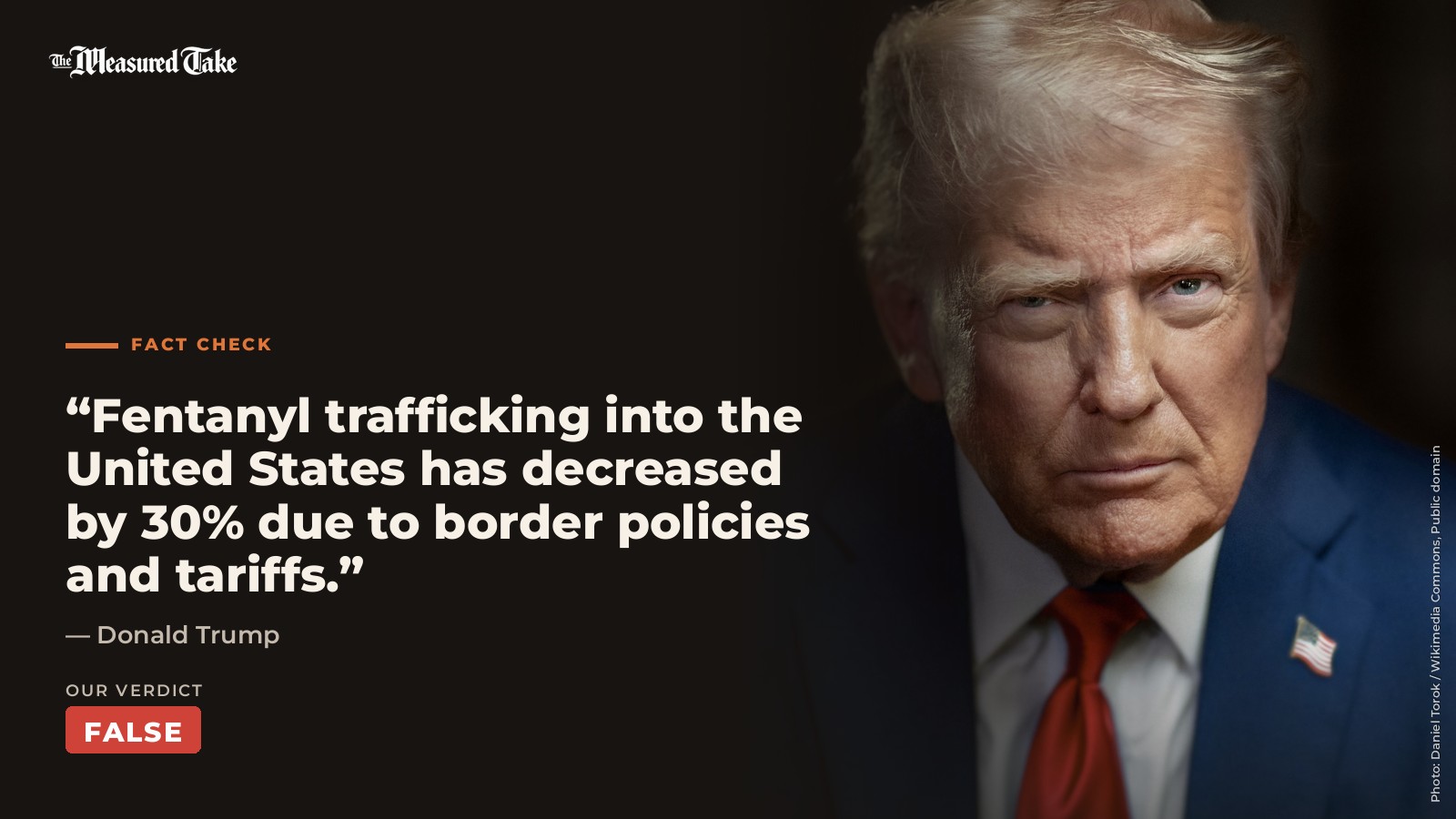 Donald Trump: “Fentanyl trafficking into the United States has decreased by 30% due to border policies and tariffs.”. Our verdict: False.