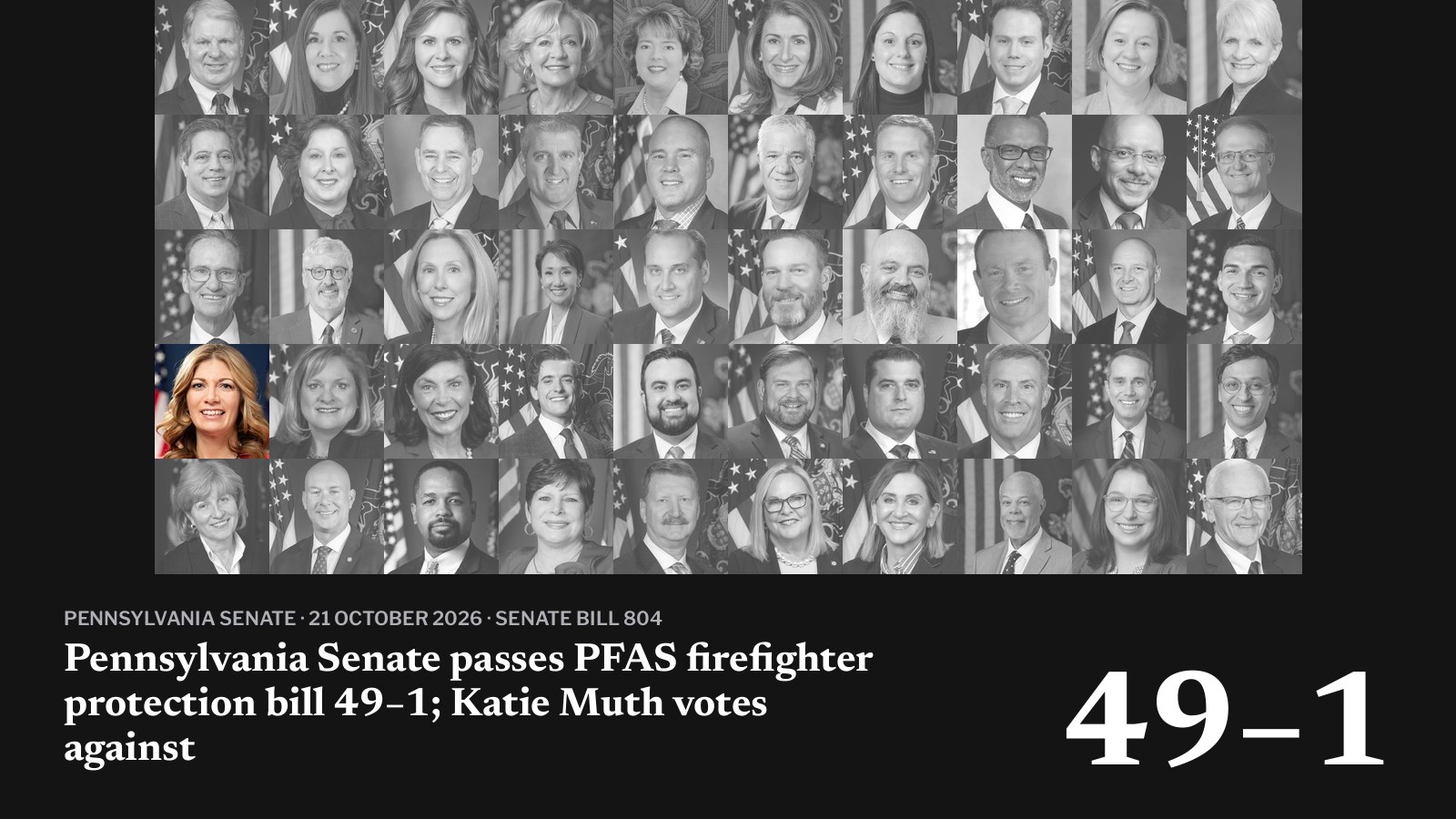 Pennsylvania Senate vote on Senate Bill 804: 49 for, 1 against